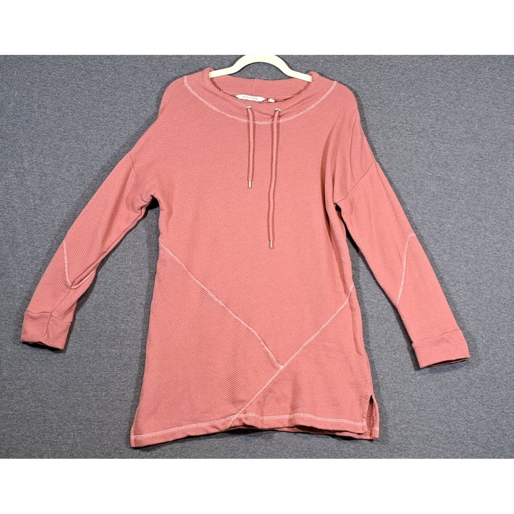 Soft Surroundings Womens Pink Waffle Knit Tunic Funnel Neck Top 071322 Size M